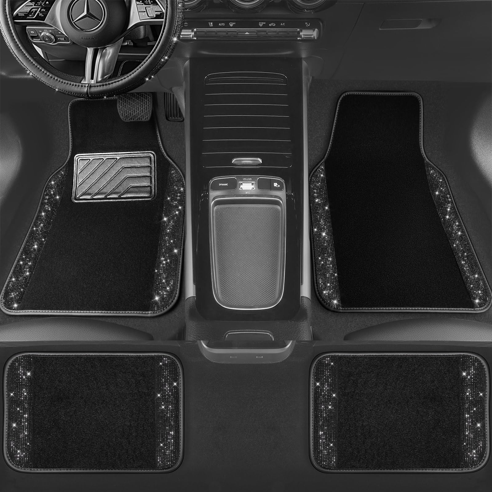 CAR PASS anti-slip back keeps mats secure and pedals comfortable