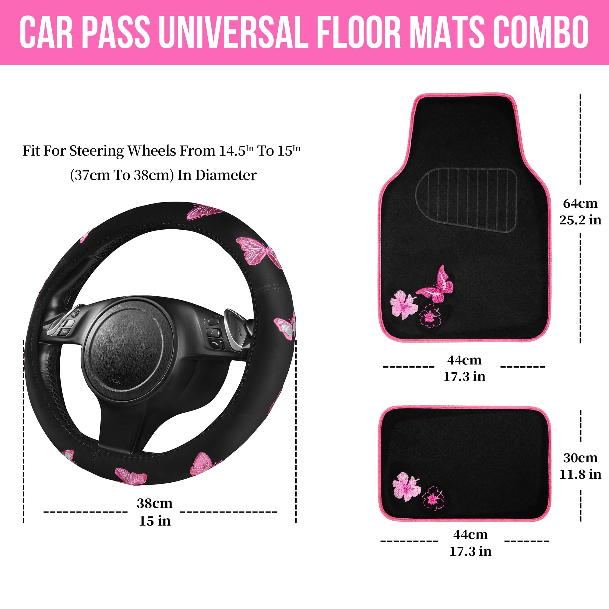 CAR PASS anti-slip backing keeps mats in place during driving