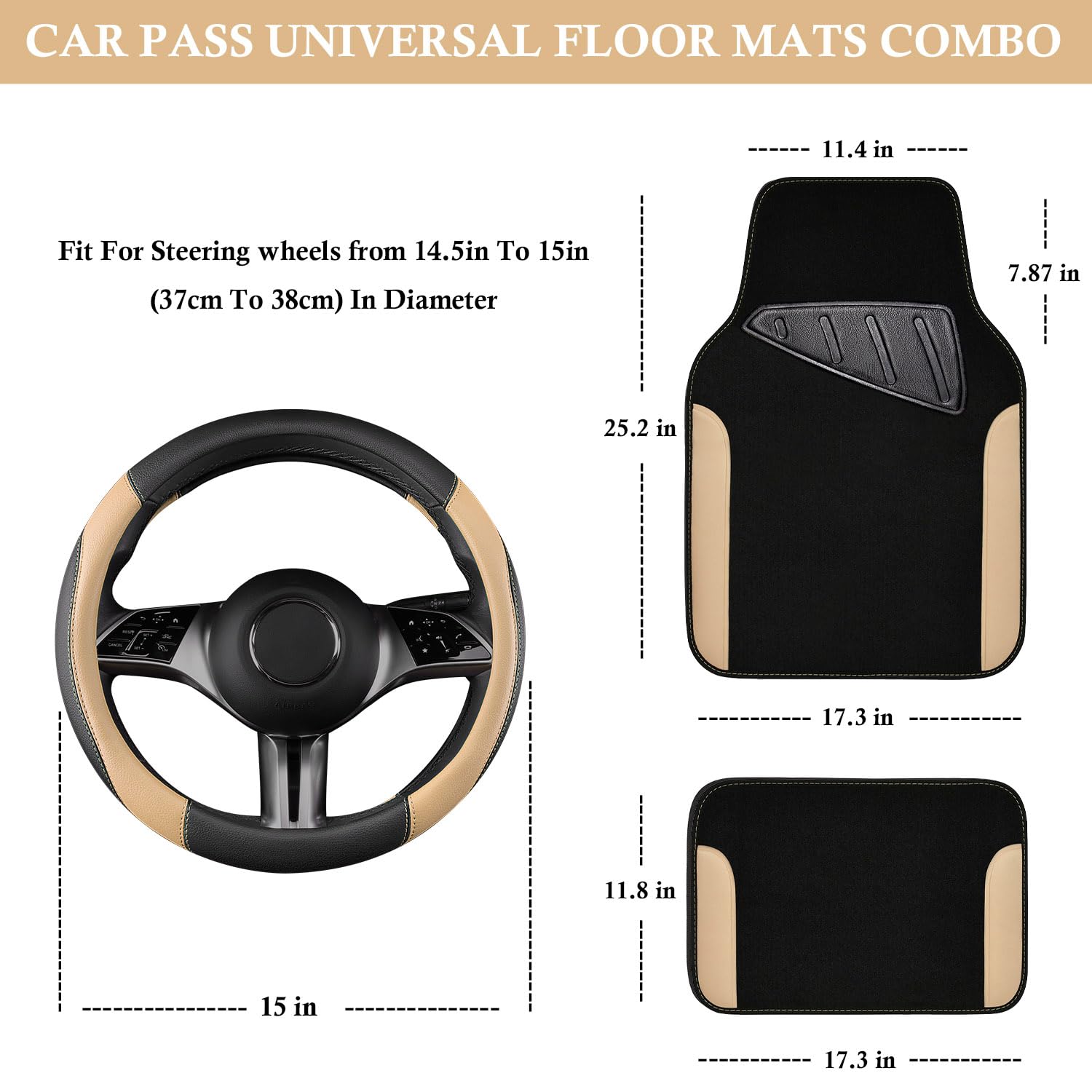 CAR PASS anti-slip inner ring secures steering wheel cover in place