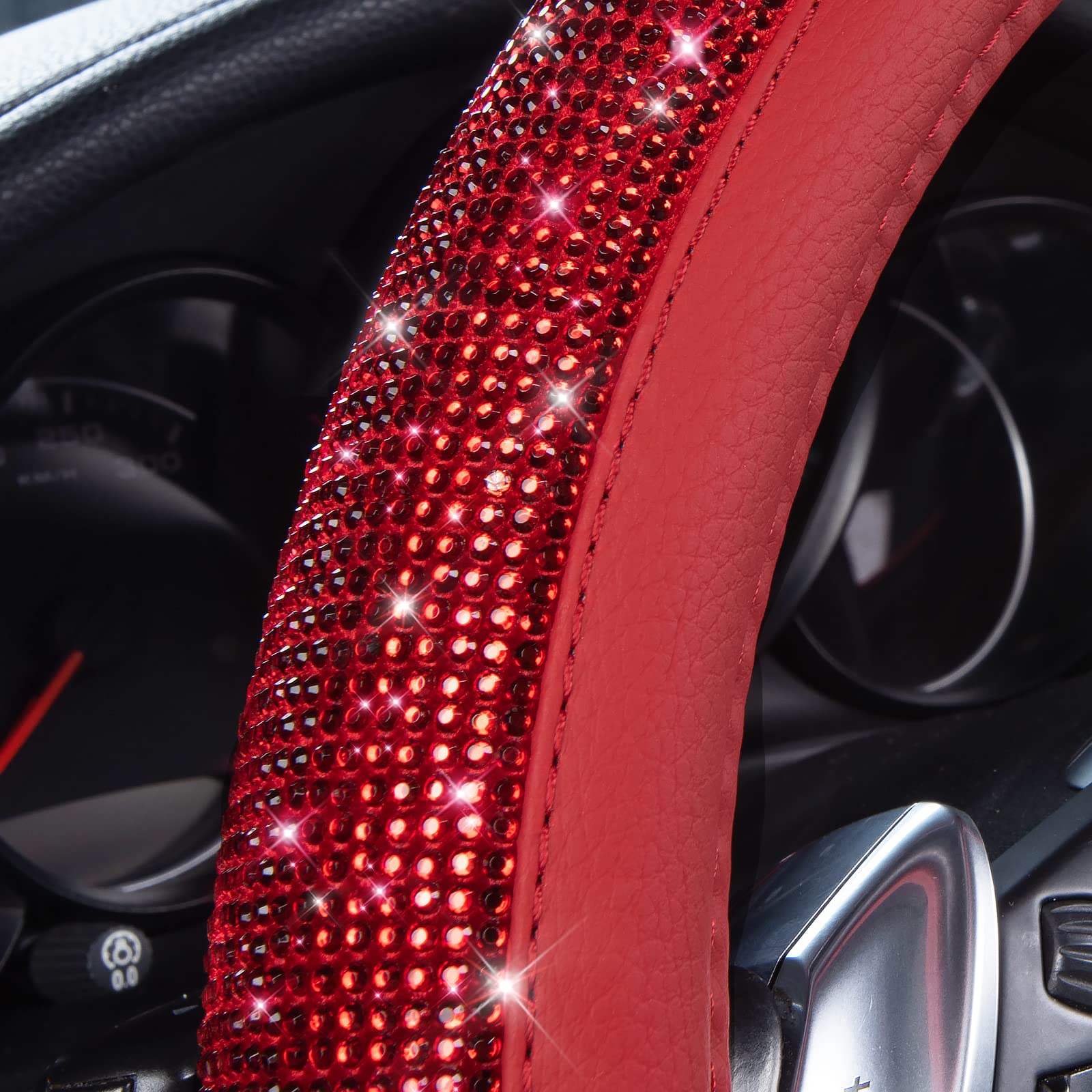 CAR PASS anti-slip inner rubber points stabilize steering grip.