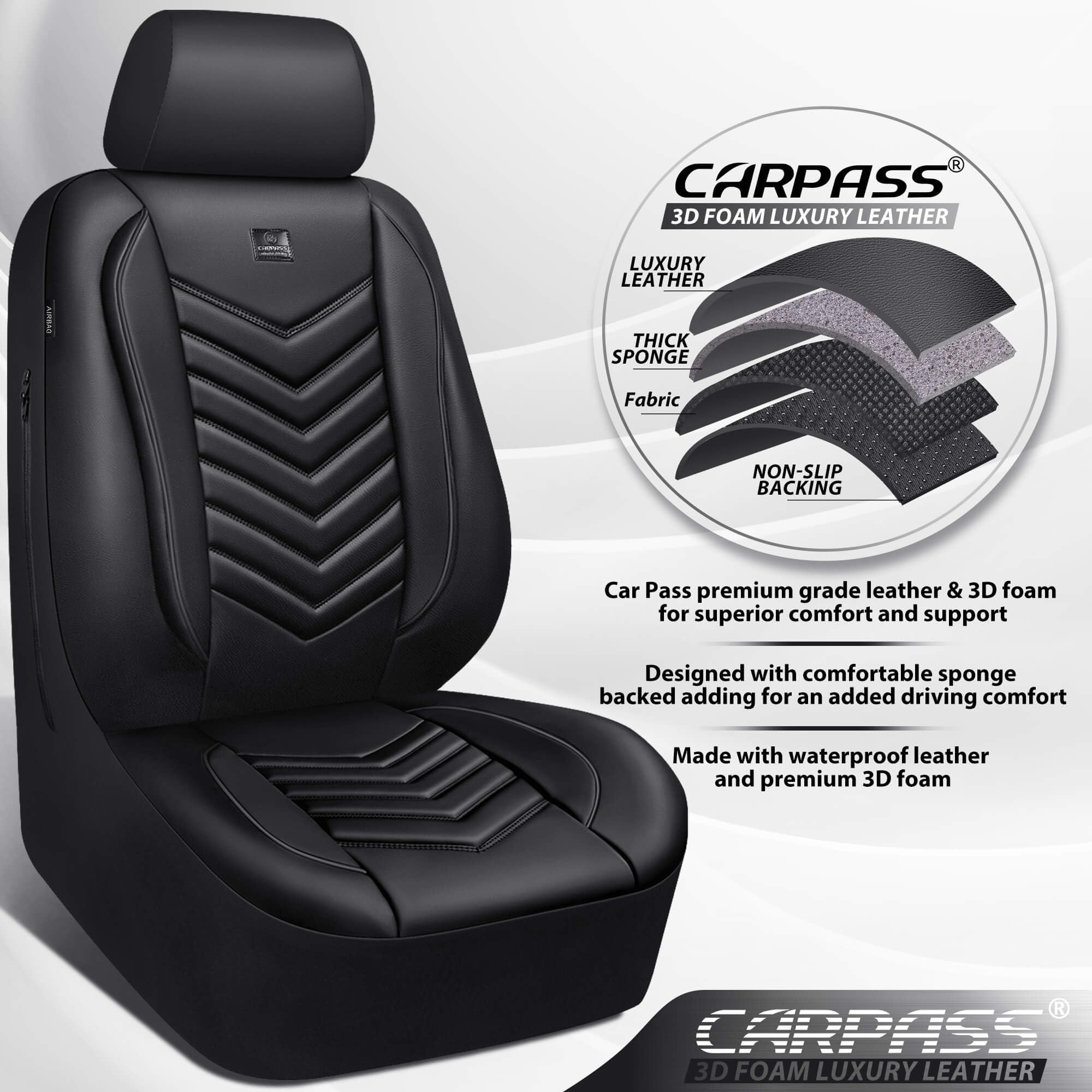 CAR PASS anti-slip seat cover prevents shifting during driving