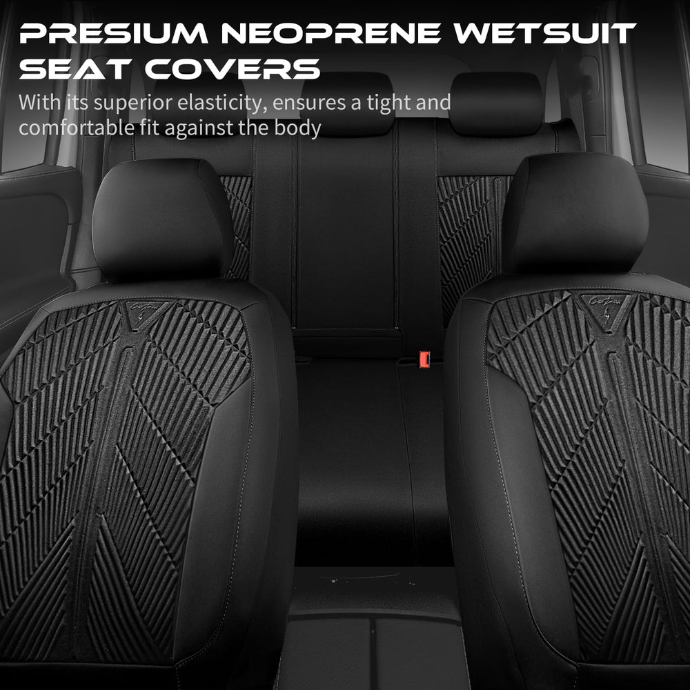 CAR PASS all-black finish blends with interiors and hides wear