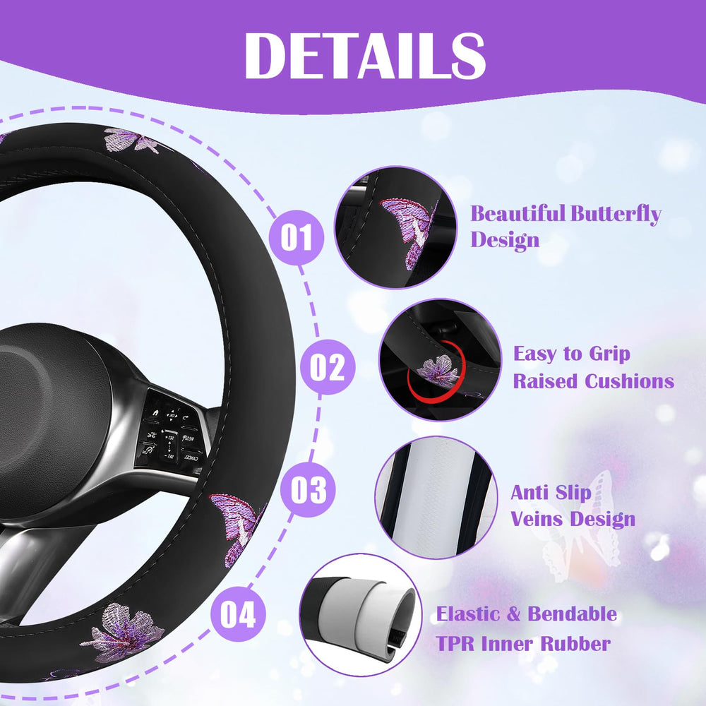 CAR PASS Black purple car mats set enhances interior color and protection.