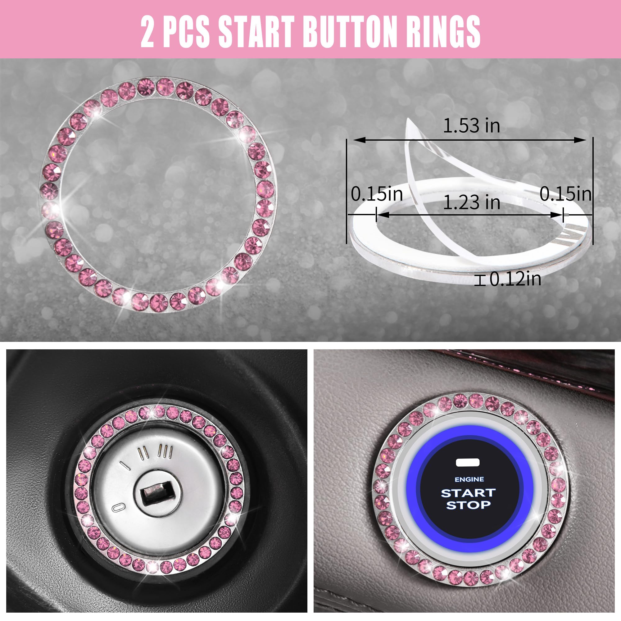 CAR PASS pink diamond coasters add shine to the cup holders.