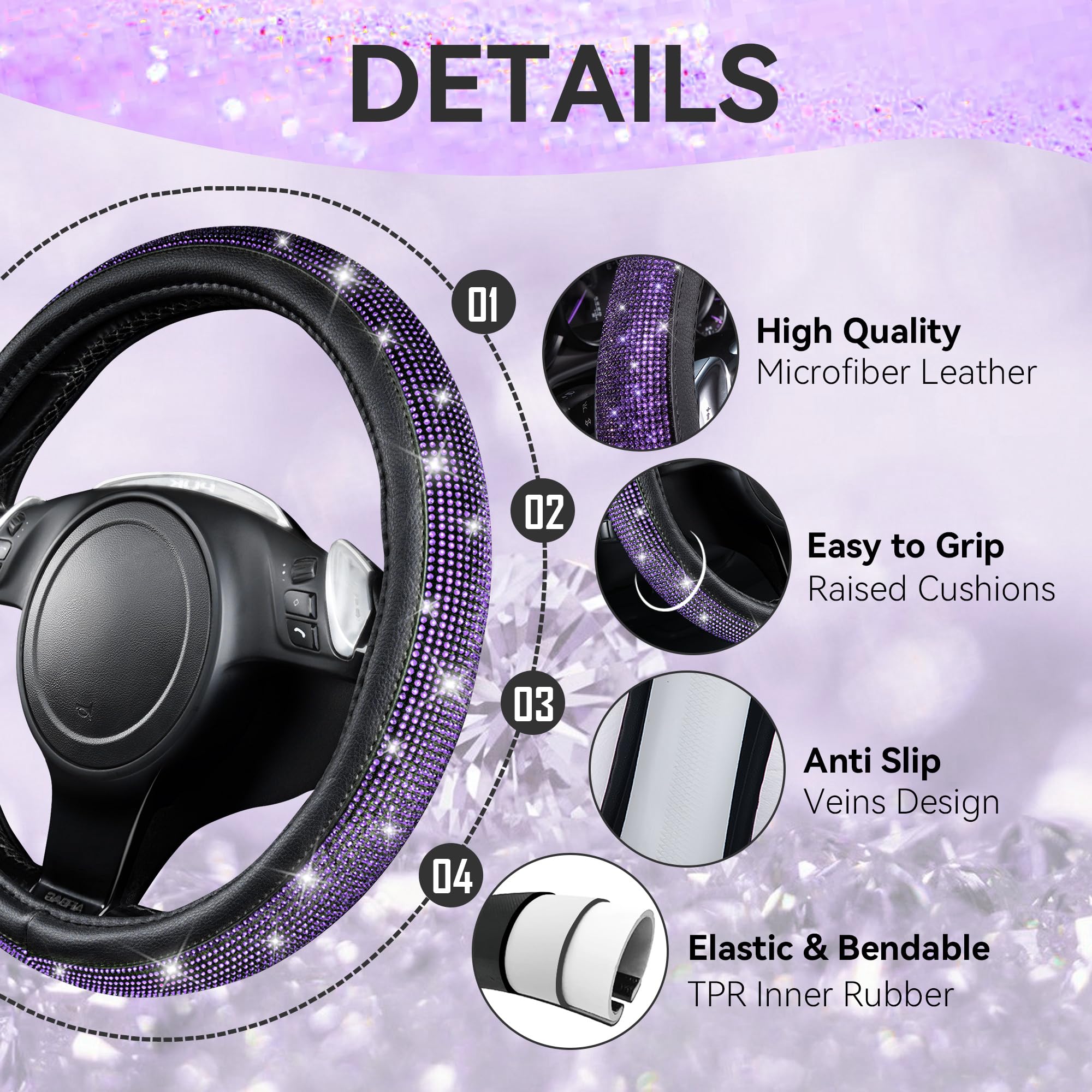 CAR PASS diamond cup holder coasters keep spills clean while sparkling.