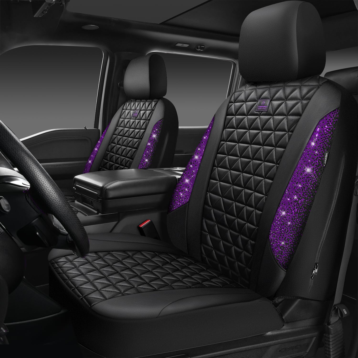 CAR PASS Bling diamond armrest compatibility with two zippers