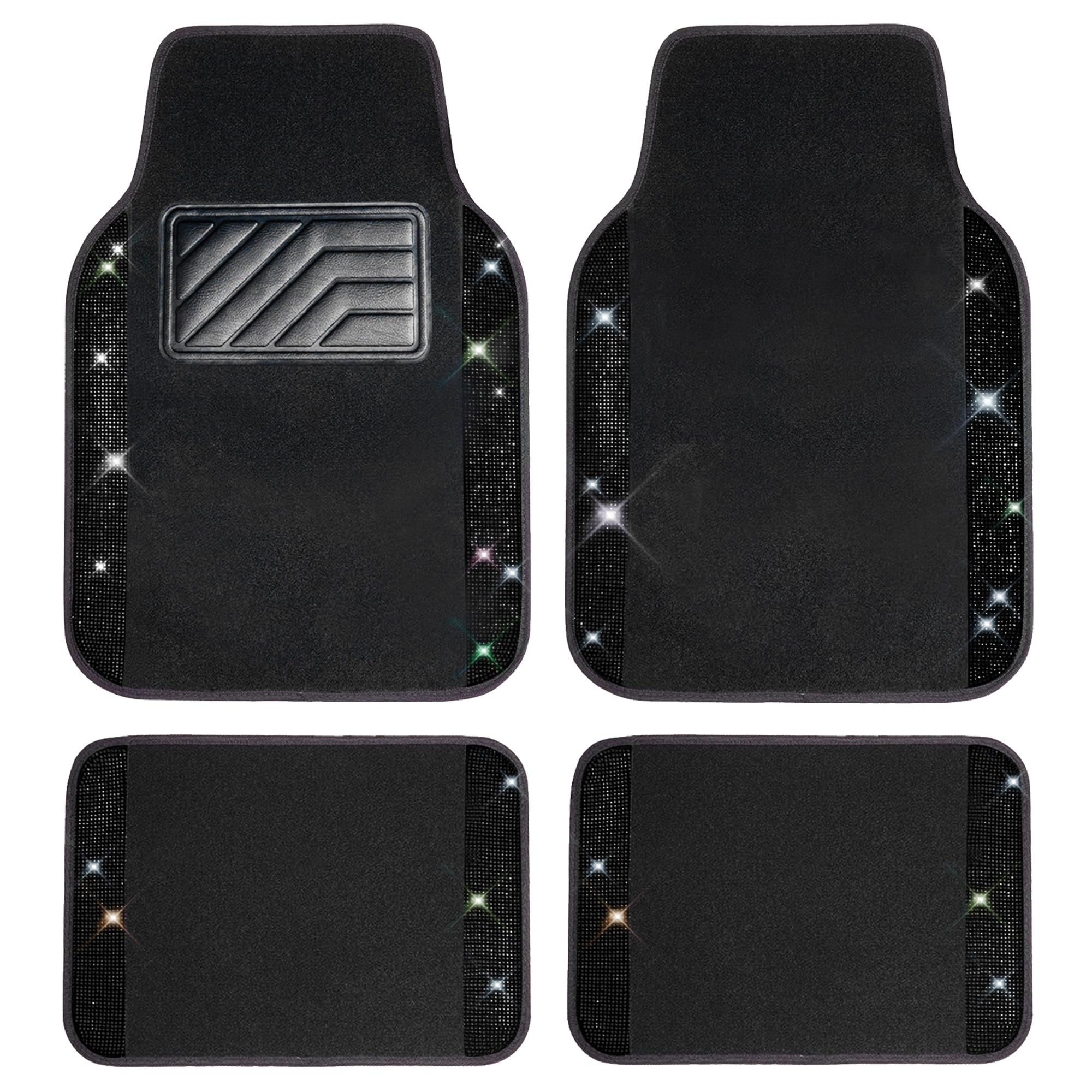 CAR PASS Bling Diamond floor mats front set with sparkling rhinestones for interior shine
