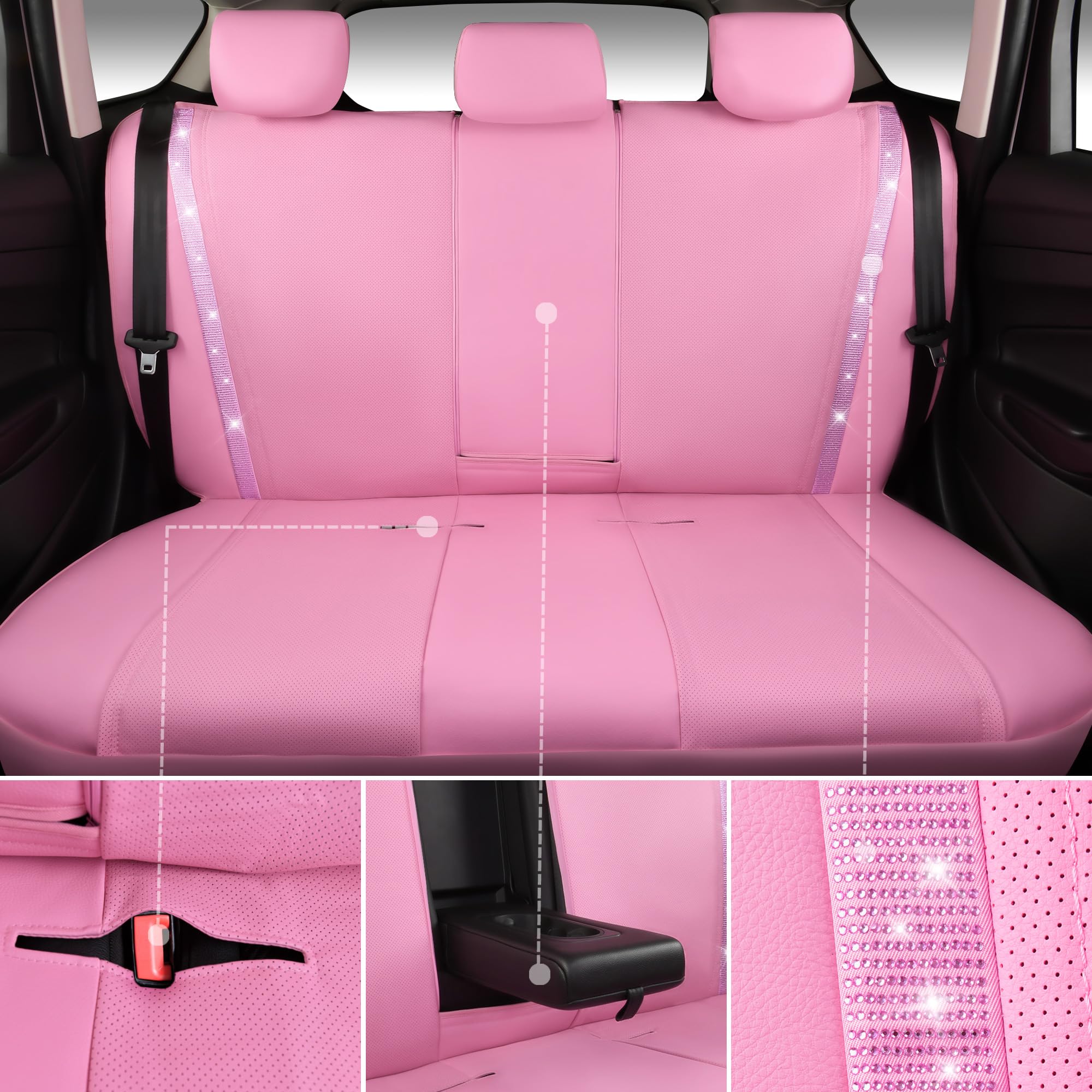 Crystal detail closeup from CAR PASS Bling Diamond seat cover