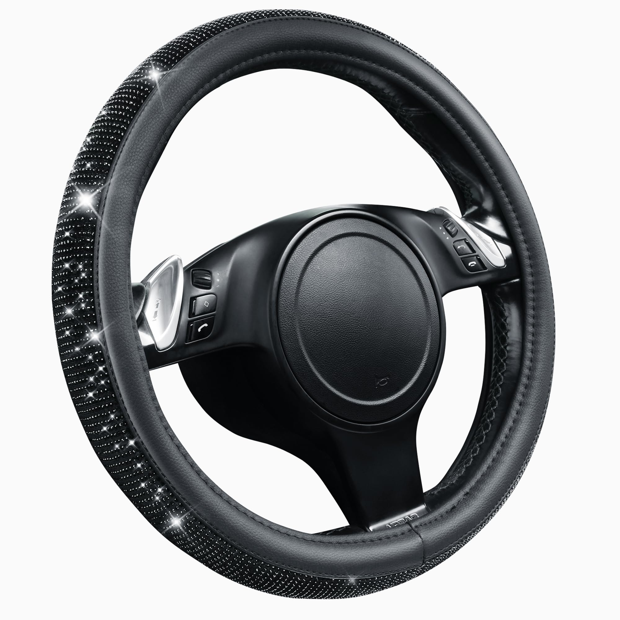 CAR PASS Bling Diamond steering wheel cover easy installation for quick upgrade