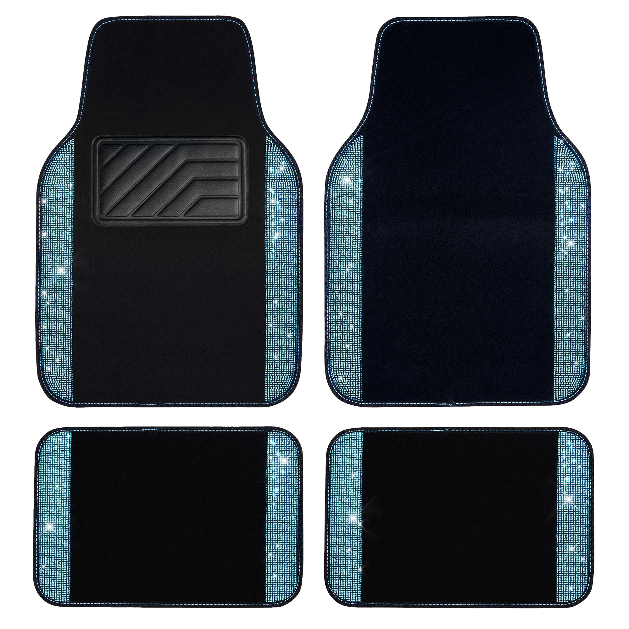 CAR PASS bling diamond floor mat front set adds sparkle and protection to the interior