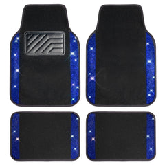 CAR PASS Bling Diamond Floor Mat front view with rhinestones protecting upholstery