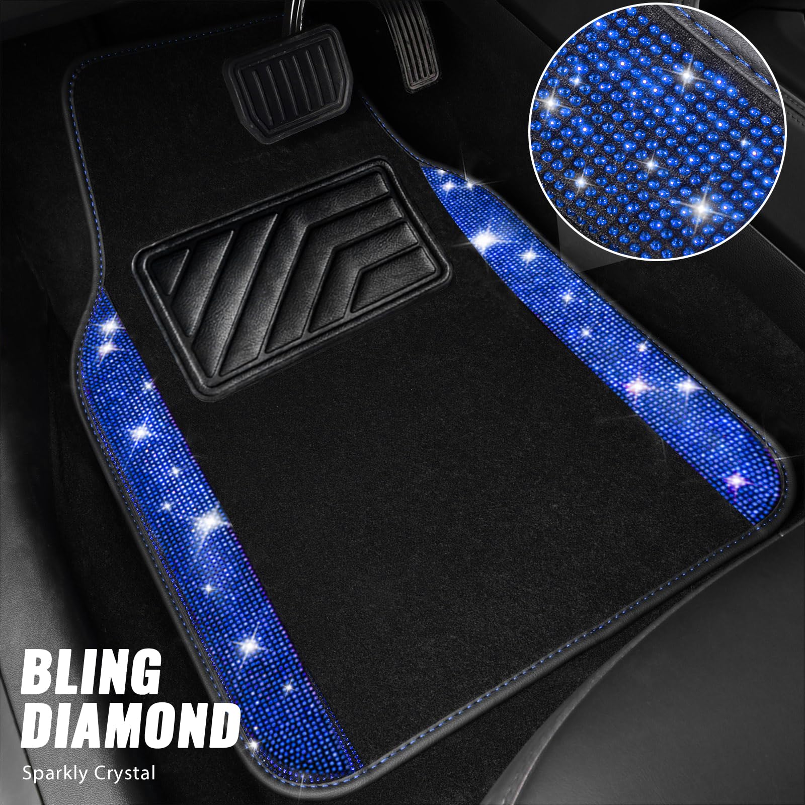 CAR PASS Bling Diamond Floor Mat rear section with color-accented diamonds