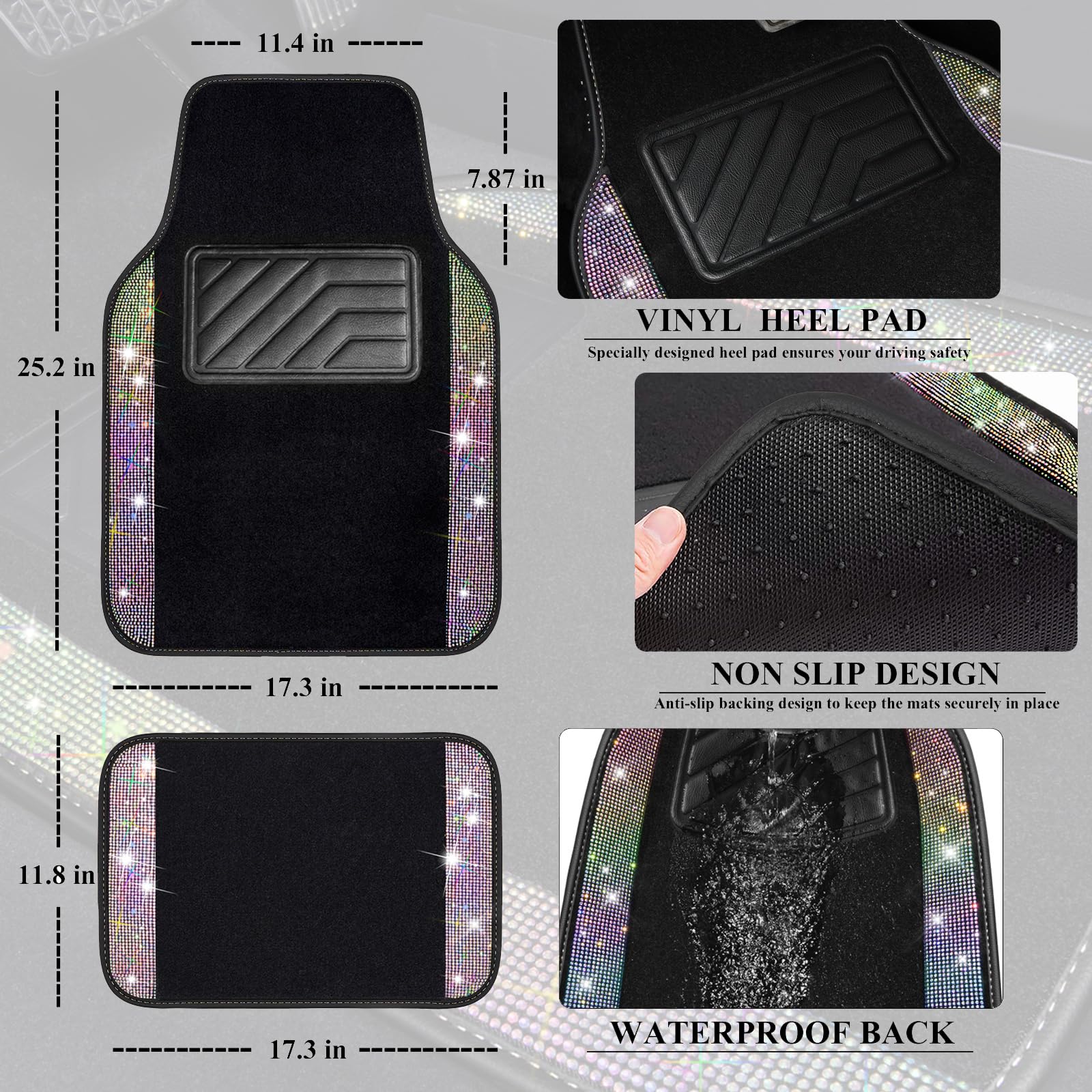 CAR PASS Anti-slip backing detail proving secure fit and comfortable footing