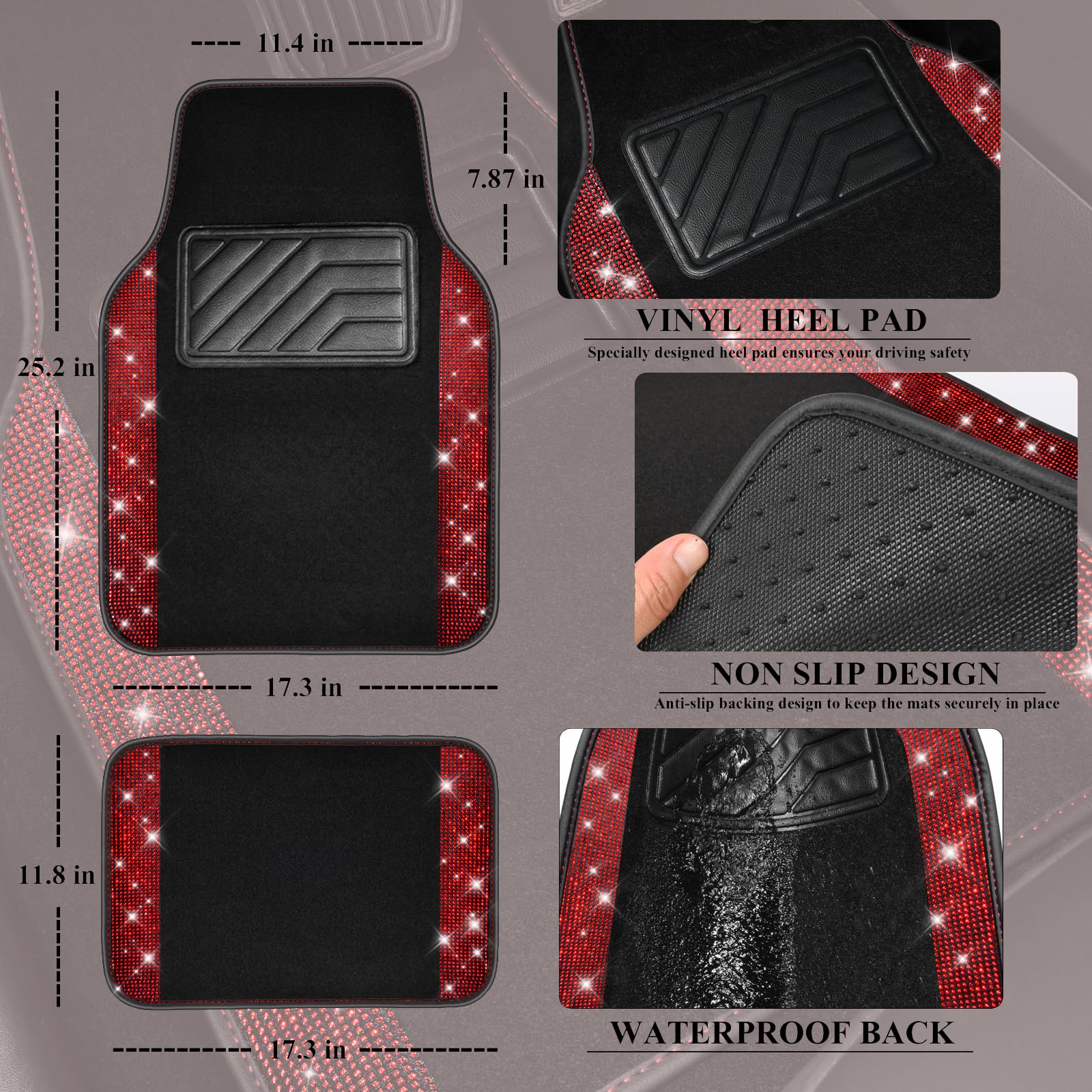 CAR PASS diamond-detail close-up highlights rhinestone shine and durability.