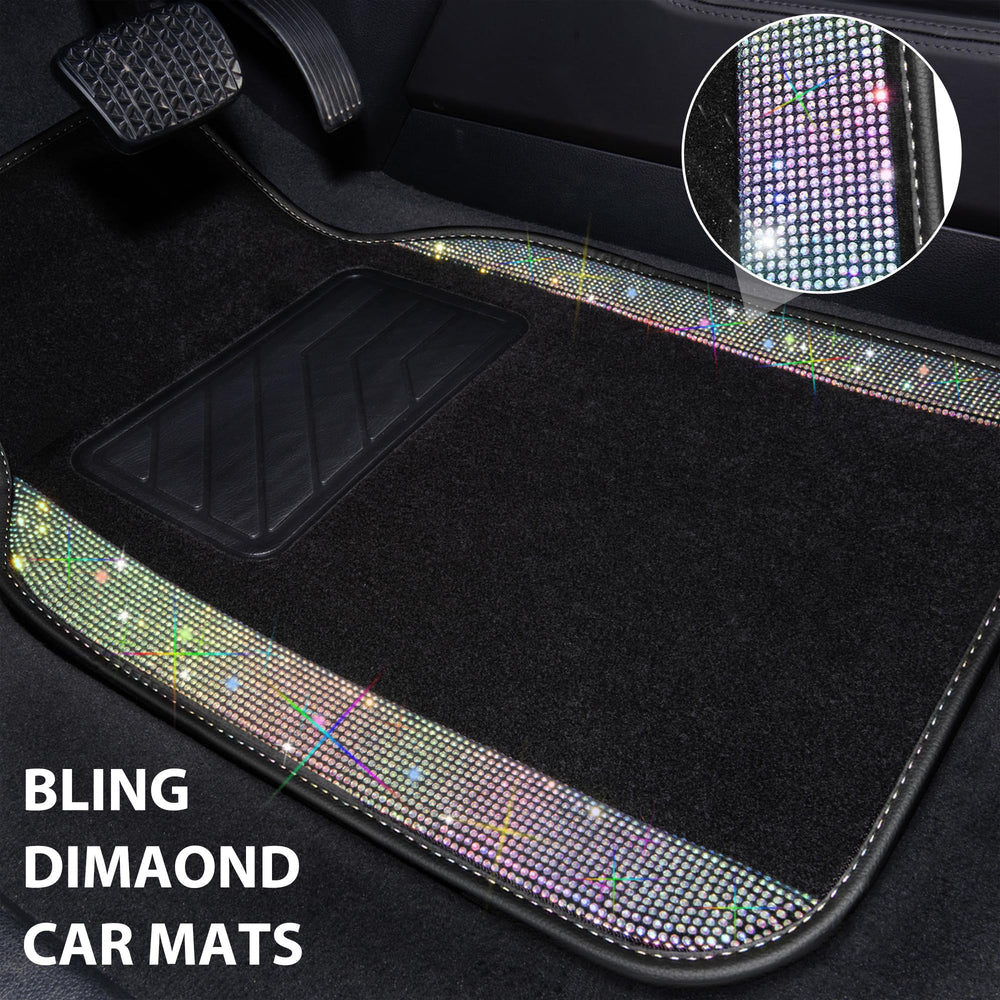 CAR PASS floor mats closeup diamonds highlighting durable sparkle for stylish car interior