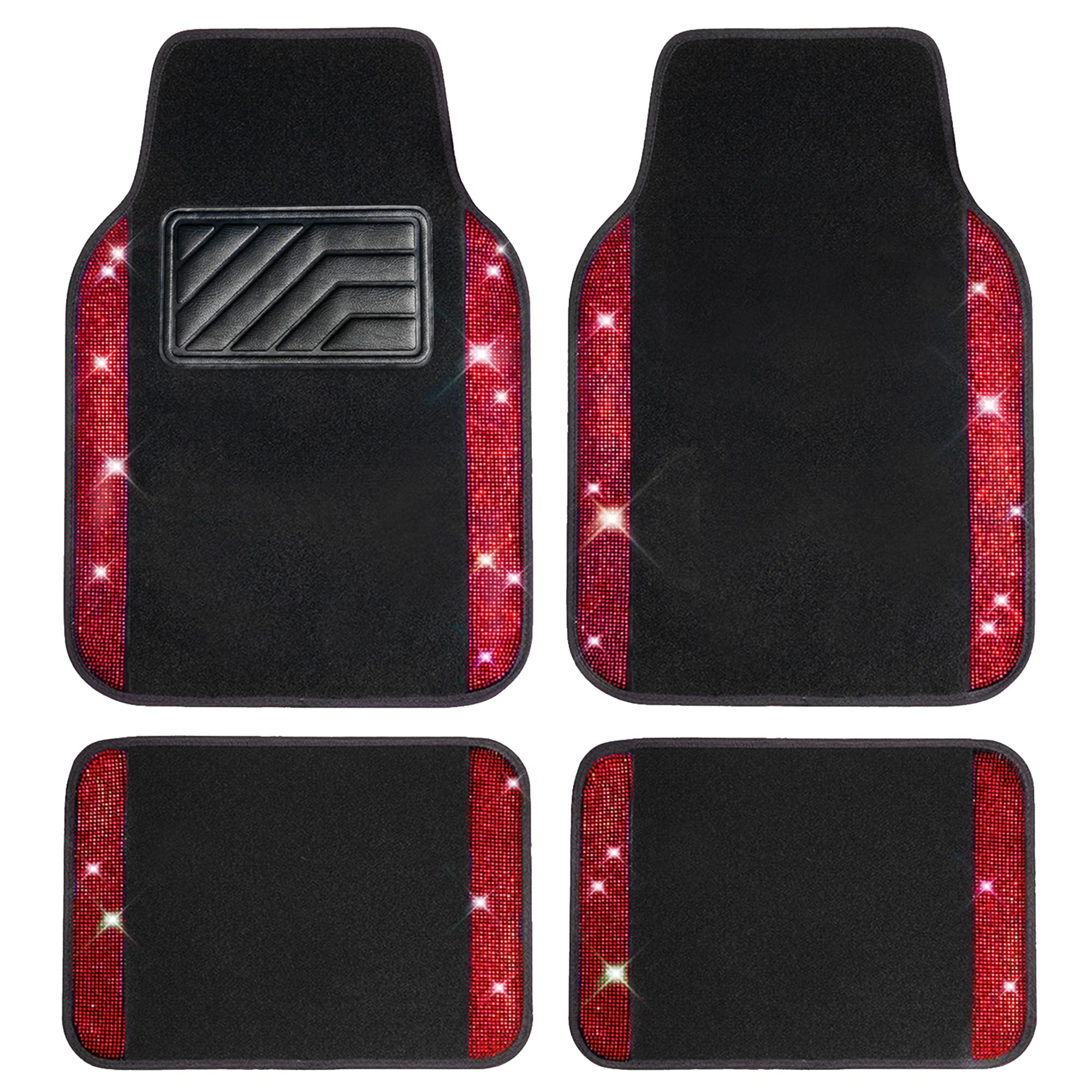 CAR PASS Bling Diamond floor mat front-left sparkle adds glam and protection.