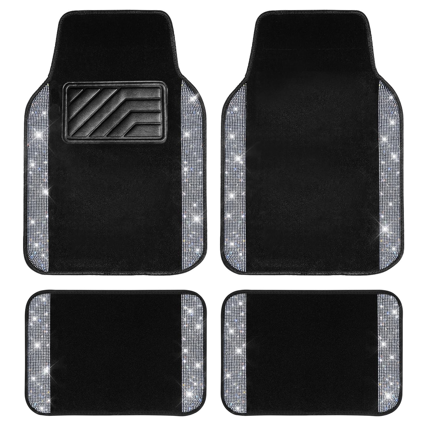 CAR PASS Bling Diamond floor mats front section with rhinestones for a stylish interior.
