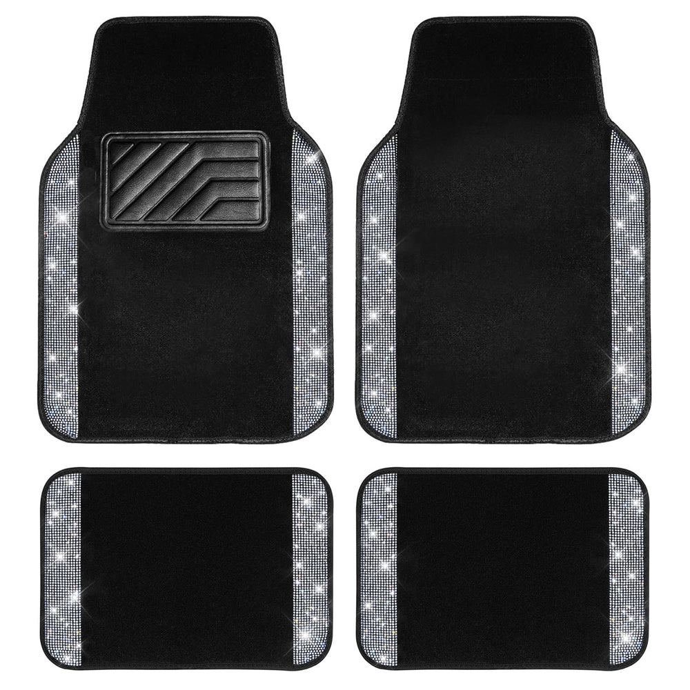 CAR PASS Bling Diamond floor mats front section with rhinestones for a stylish interior.