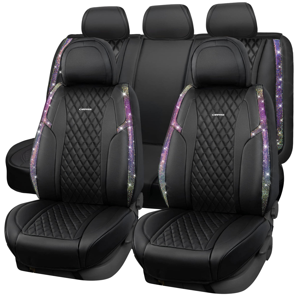 CAR PASS bling diamond front seat cover adds sparkle and protection.