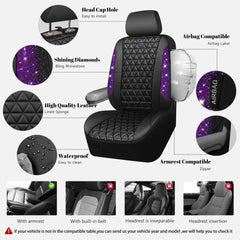 CAR PASS Bling diamond front headrest cover adds sparkle and easy cleaning