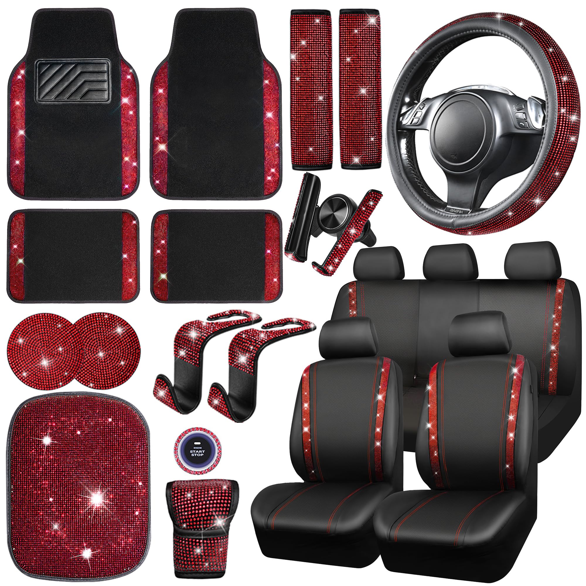 CAR PASS bling diamond interior full set enhances car aesthetics and personalization.