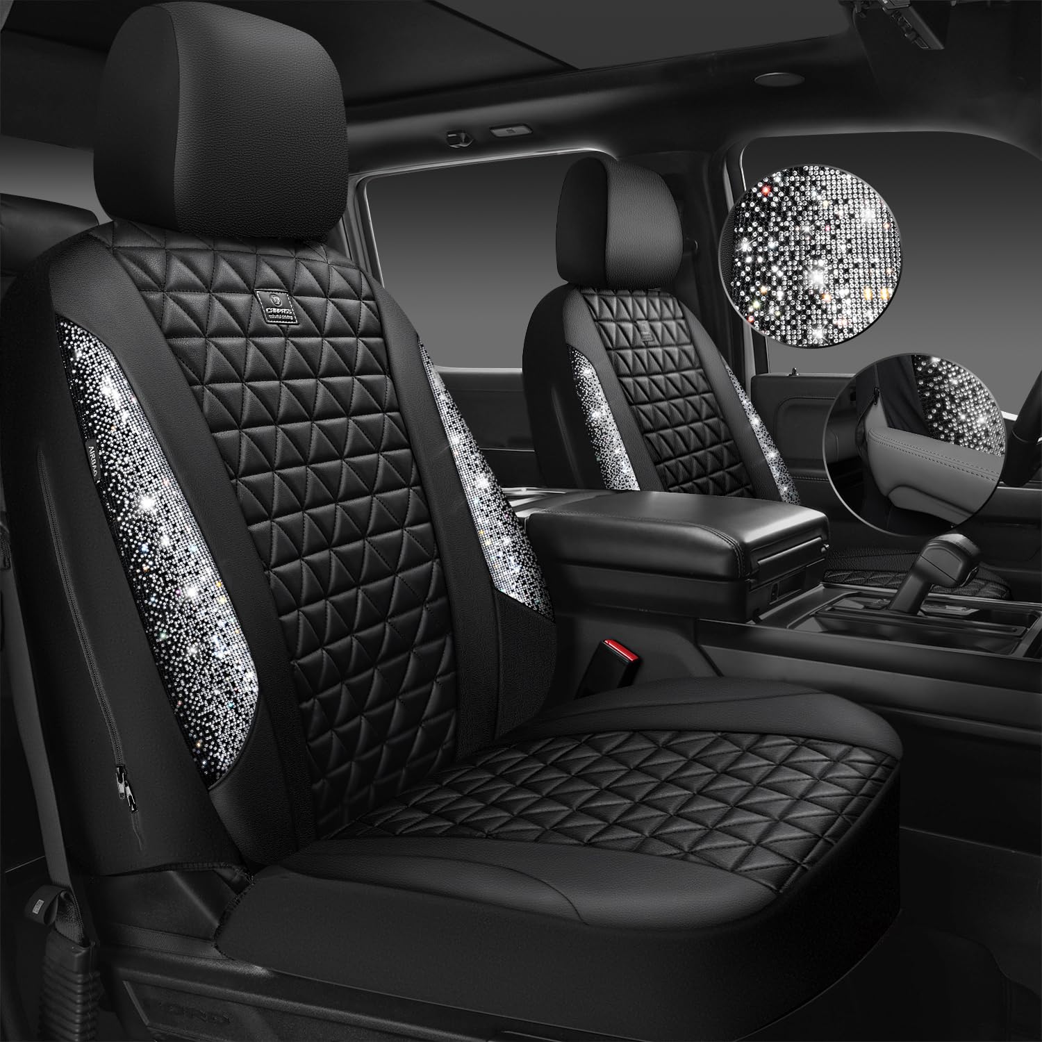 CAR PASS universal sparkly diamond back bench cover protects seats and cleans easily