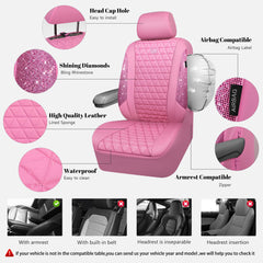 CAR PASS Bling Diamond Pink rear bench seat cover shields back seats.
