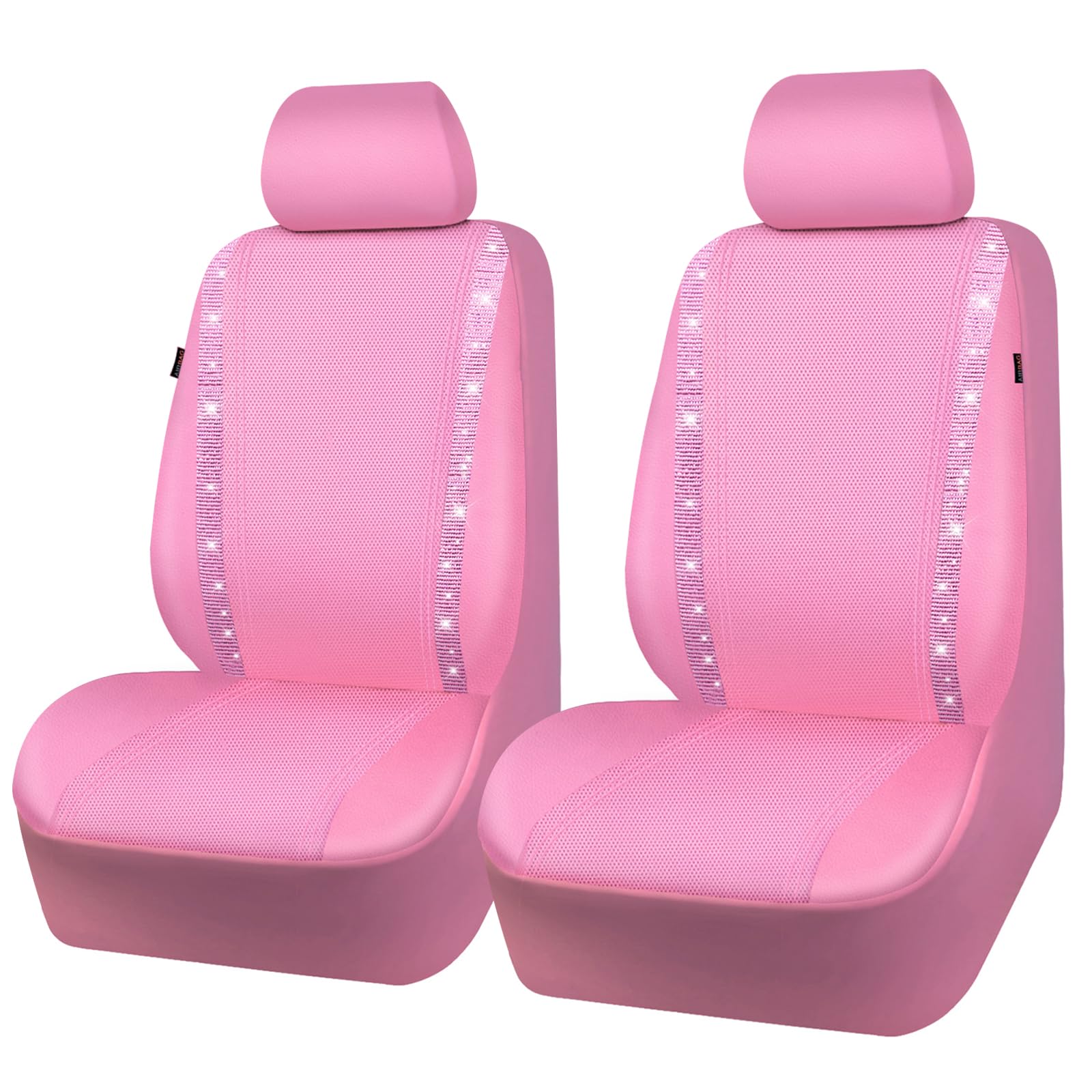 CAR PASS Bling Diamond seat cover front view highlights rhinestones for chic interior.
