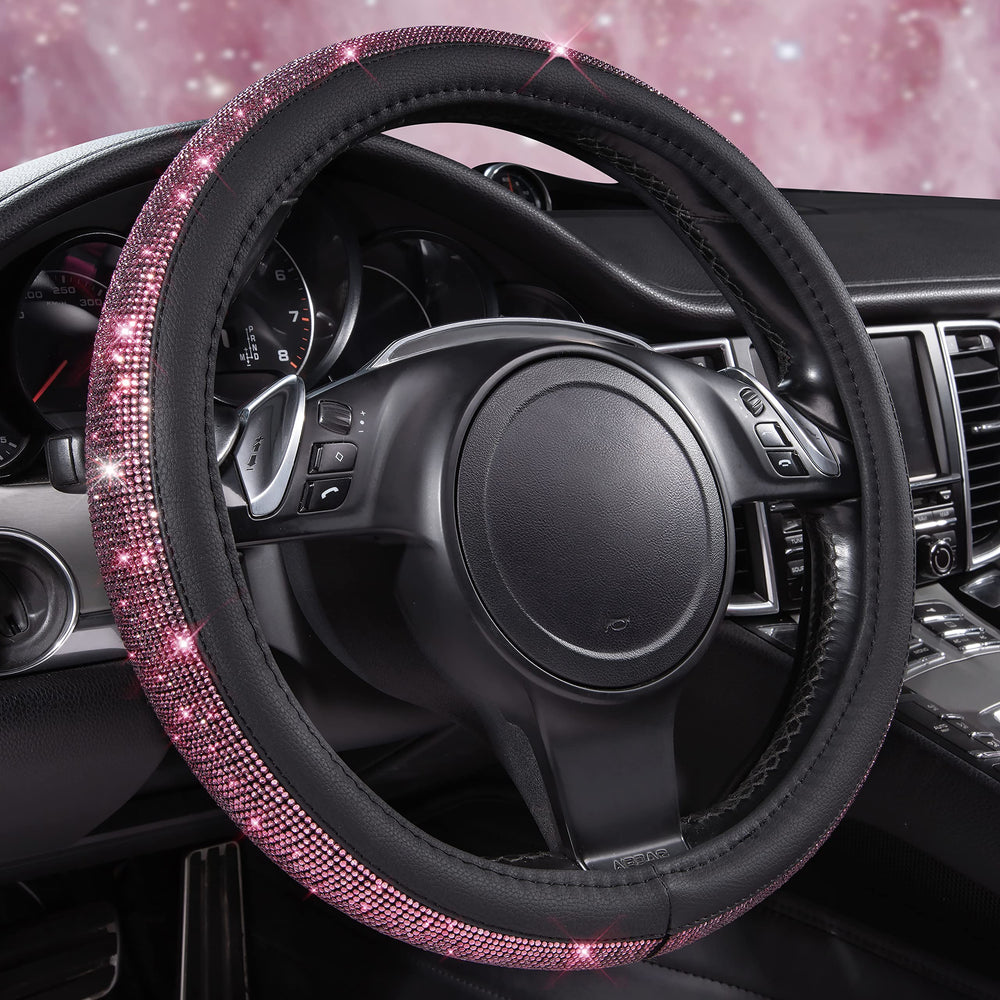 CAR PASS Bling Diamond steering wheel cover sparkles on 14.5-15 inch wheels