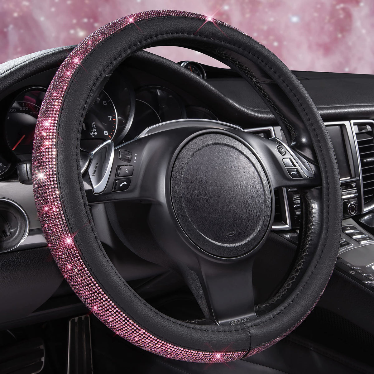 CAR PASS Bling Diamond steering wheel cover sparkles on 14.5-15 inch wheels