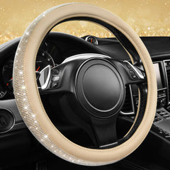 CAR PASS Bling Diamond Steering Wheel Cover closeup with crystals for luxury styling.