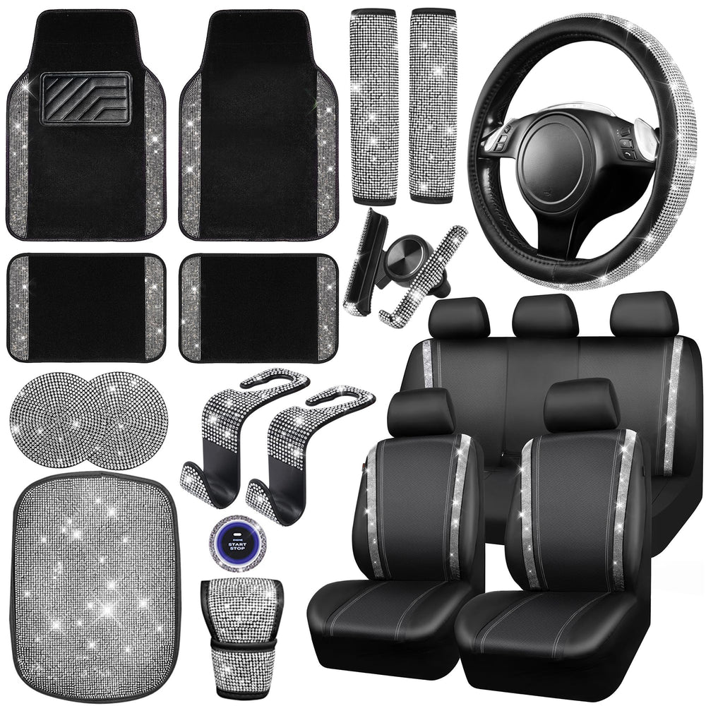 CAR PASS diamond steering wheel cover adds shine and grip.