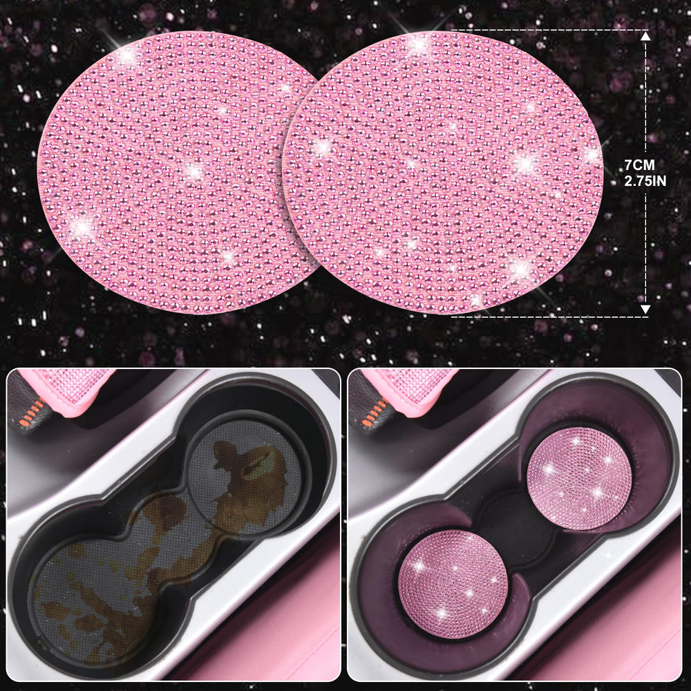 CAR PASS bling pink cup holder coasters keep interiors clean.