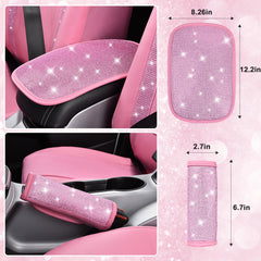 CAR PASS bling pink one-button start ring shines while highlighting ignition.