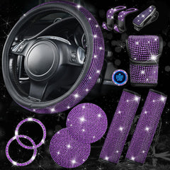 CAR PASS Bling purple steering wheel cover adds luxurious sparkle to the interior.