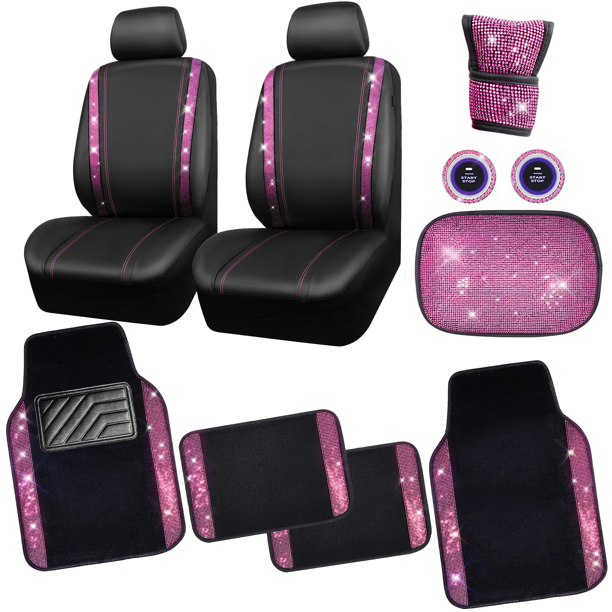 CAR PASS bling rhinestone seat covers sparkling on the seats and protecting upholstery