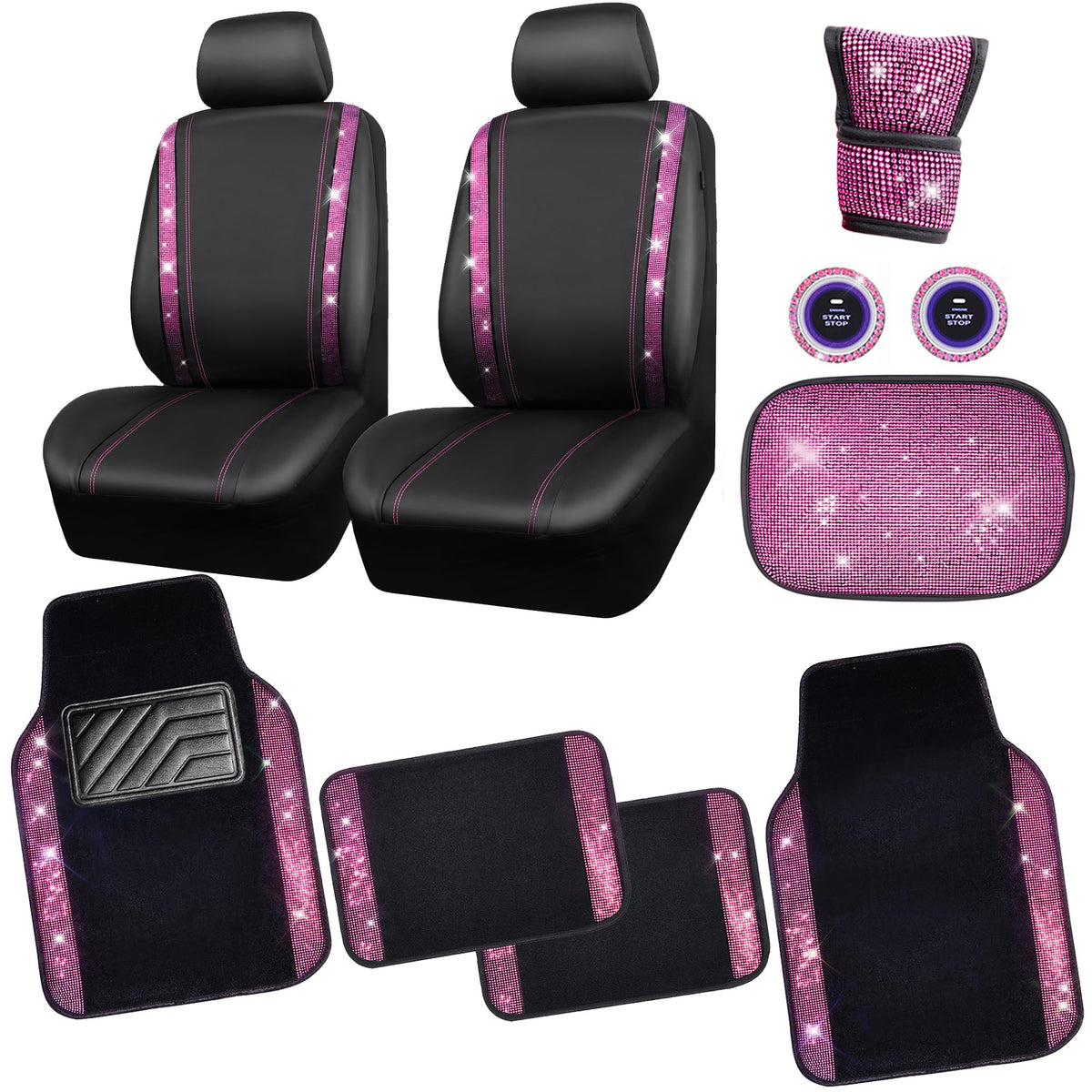 CAR PASS bling rhinestone seat covers sparkling on the seats and protecting upholstery