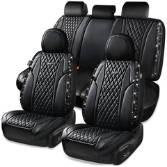 CAR PASS bling seat cover full set front view with rhinestones and snug fit