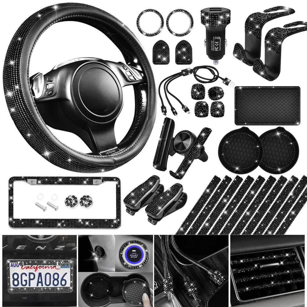 CAR PASS bling steering wheel cover sparkles and enhances grip for a chic drive