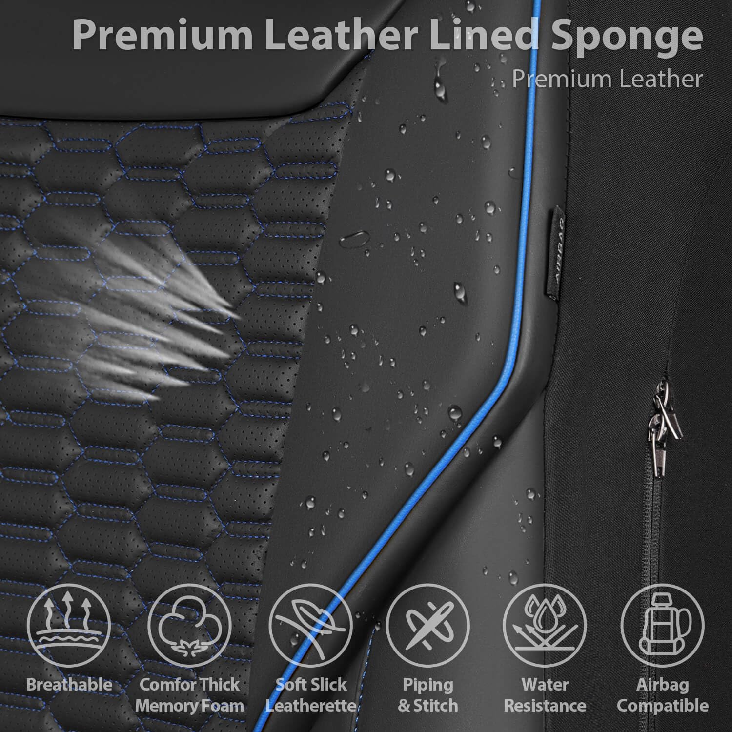 CAR PASS blue piping accent enhances interior styling and comfort.