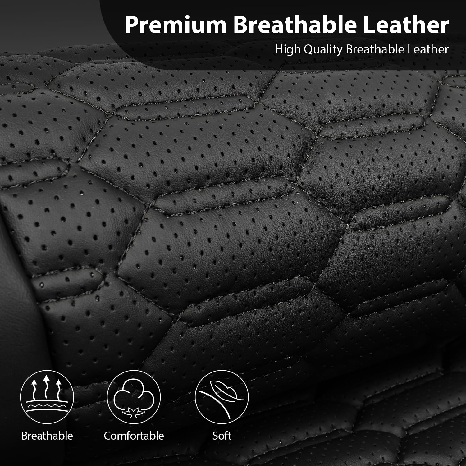 CAR PASS breathable leather-look seat covers keep cool on hot days.