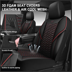 CAR PASS breathable mesh leather seat cover highlights cooling airflow on long drives