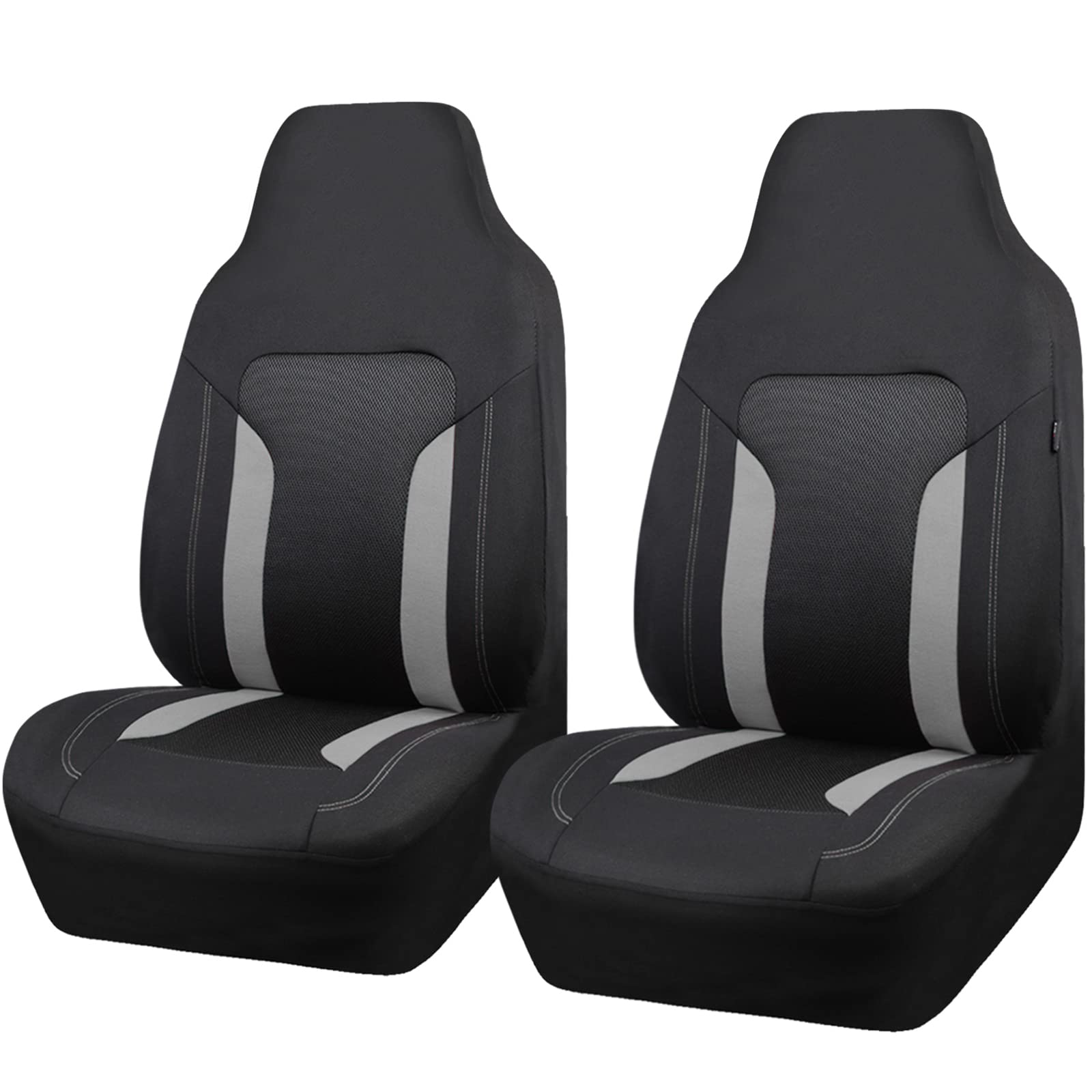 CAR PASS bucket gray seat cover front view with breathable 3D mesh for comfort