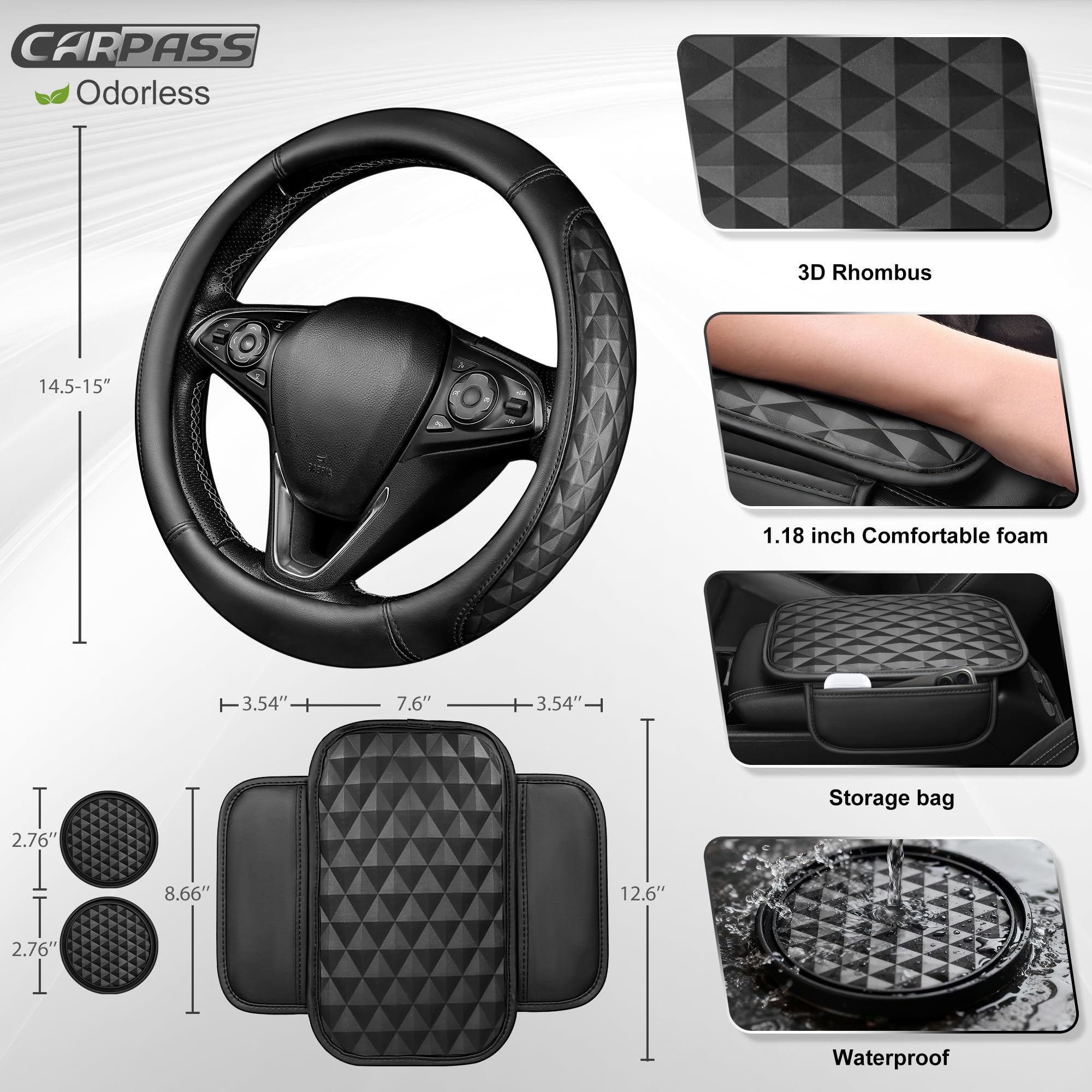 CAR PASS memory foam center console cushion enhances armrest comfort.