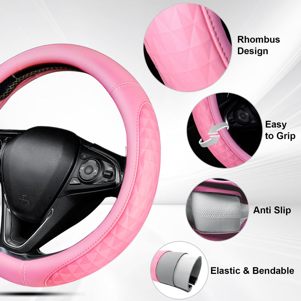 CAR PASS center console cushion with storage bag pink keeps items handy.
