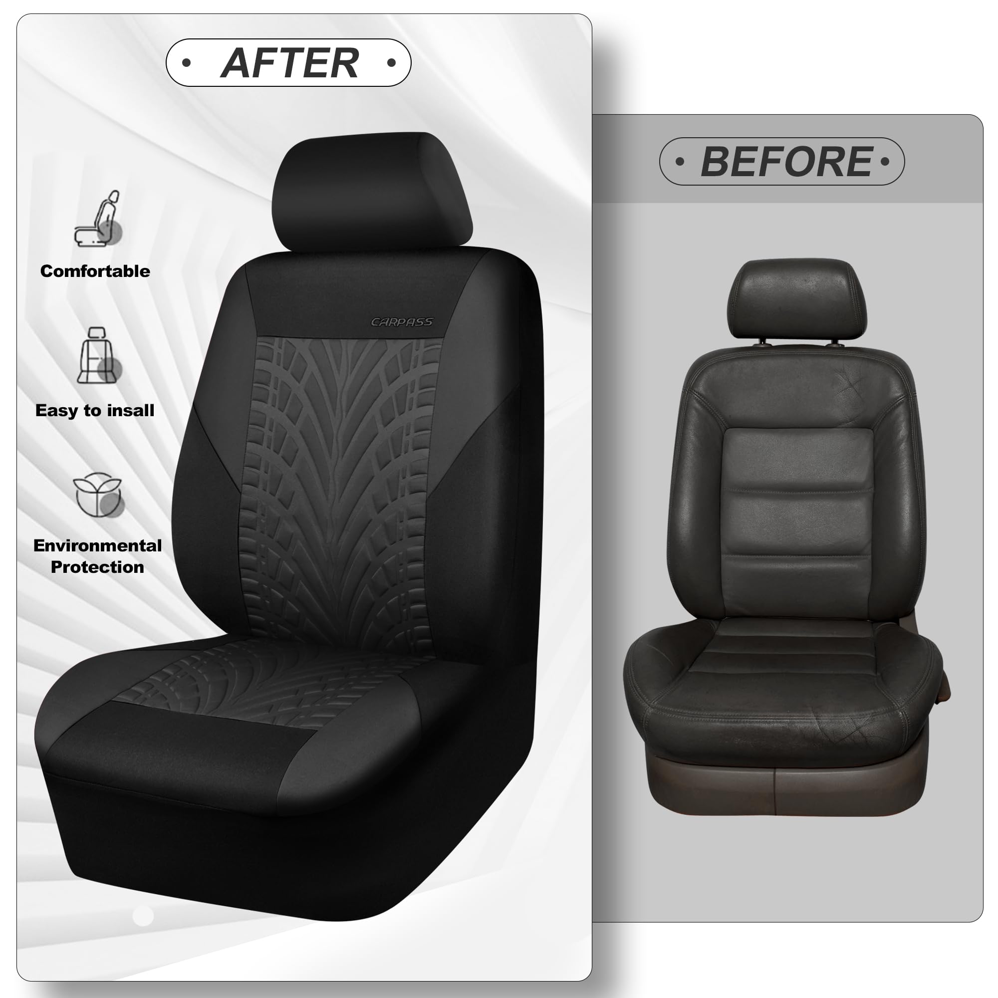 CAR PASS charcoal-on-black-styling provides a sleek, modern cabin upgrade.