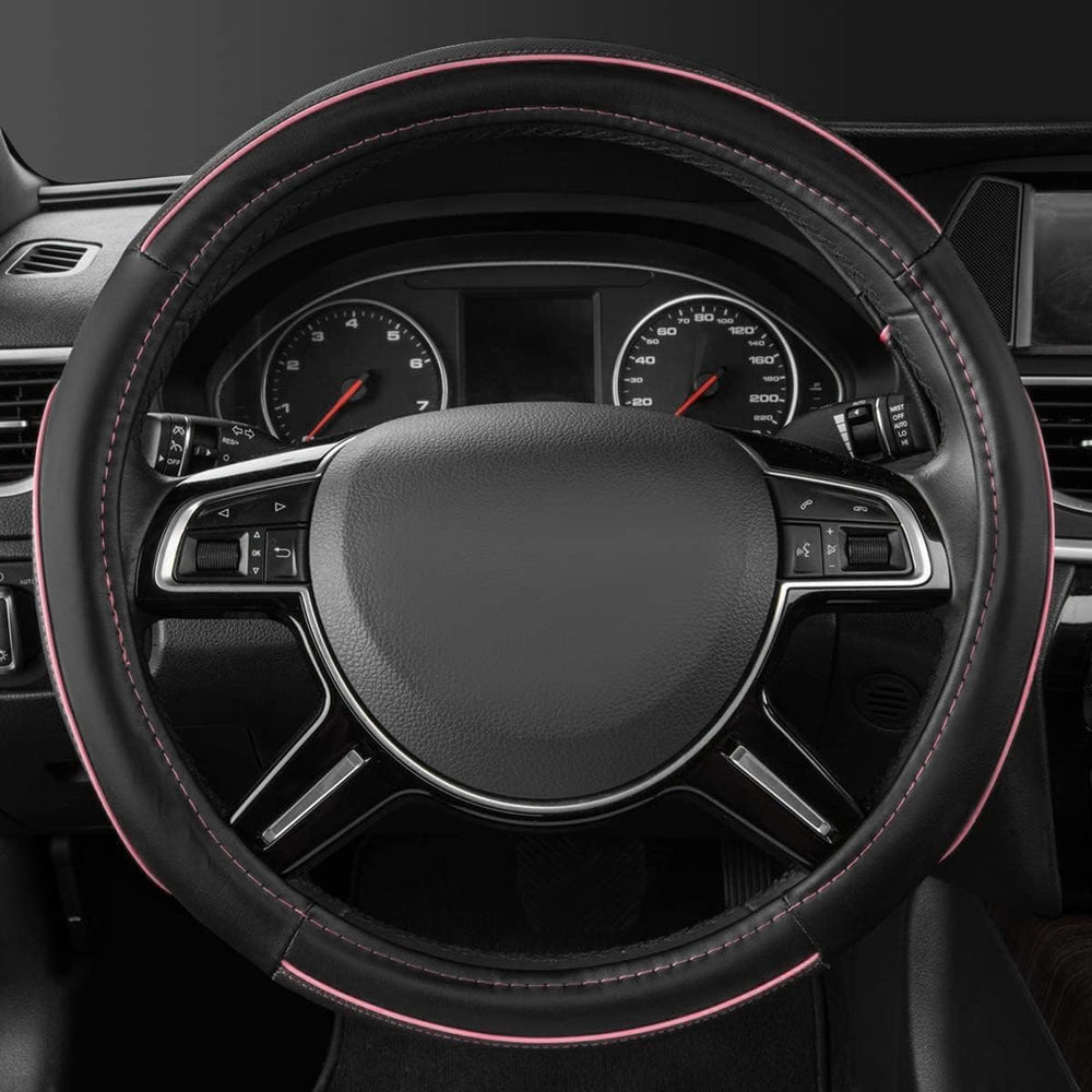 CAR Pass Colour Piping Leather cover easy-install works with most standard wheels