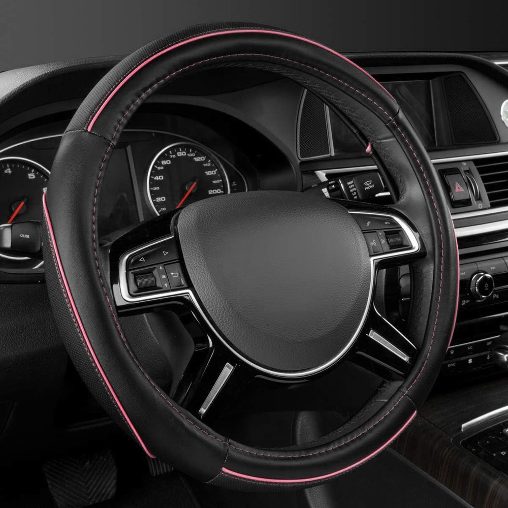 CAR Pass Colour Piping Leather cover front view enhances grip and style
