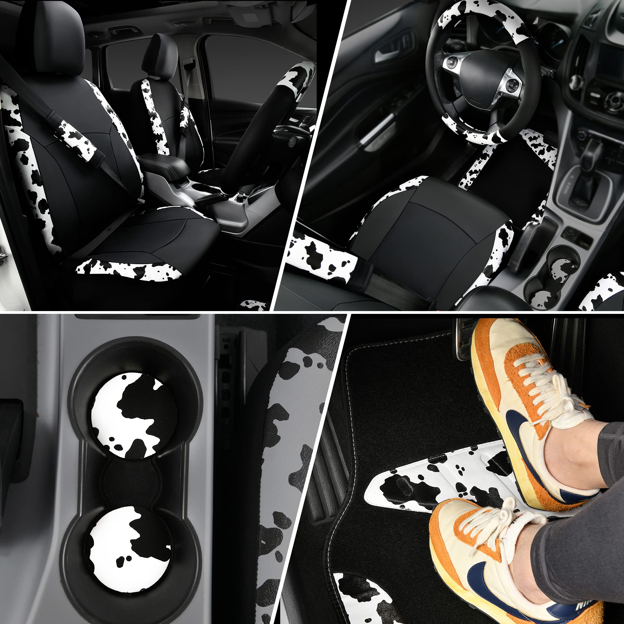 CAR-PASS cow print rear seat covers shield upholstery and ease cleaning