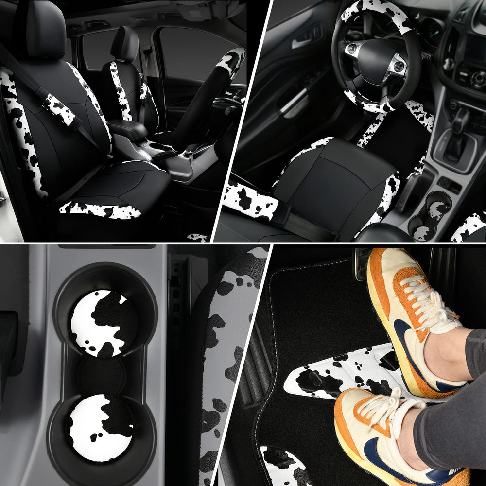 CAR-PASS cow print rear seat covers shield upholstery and ease cleaning